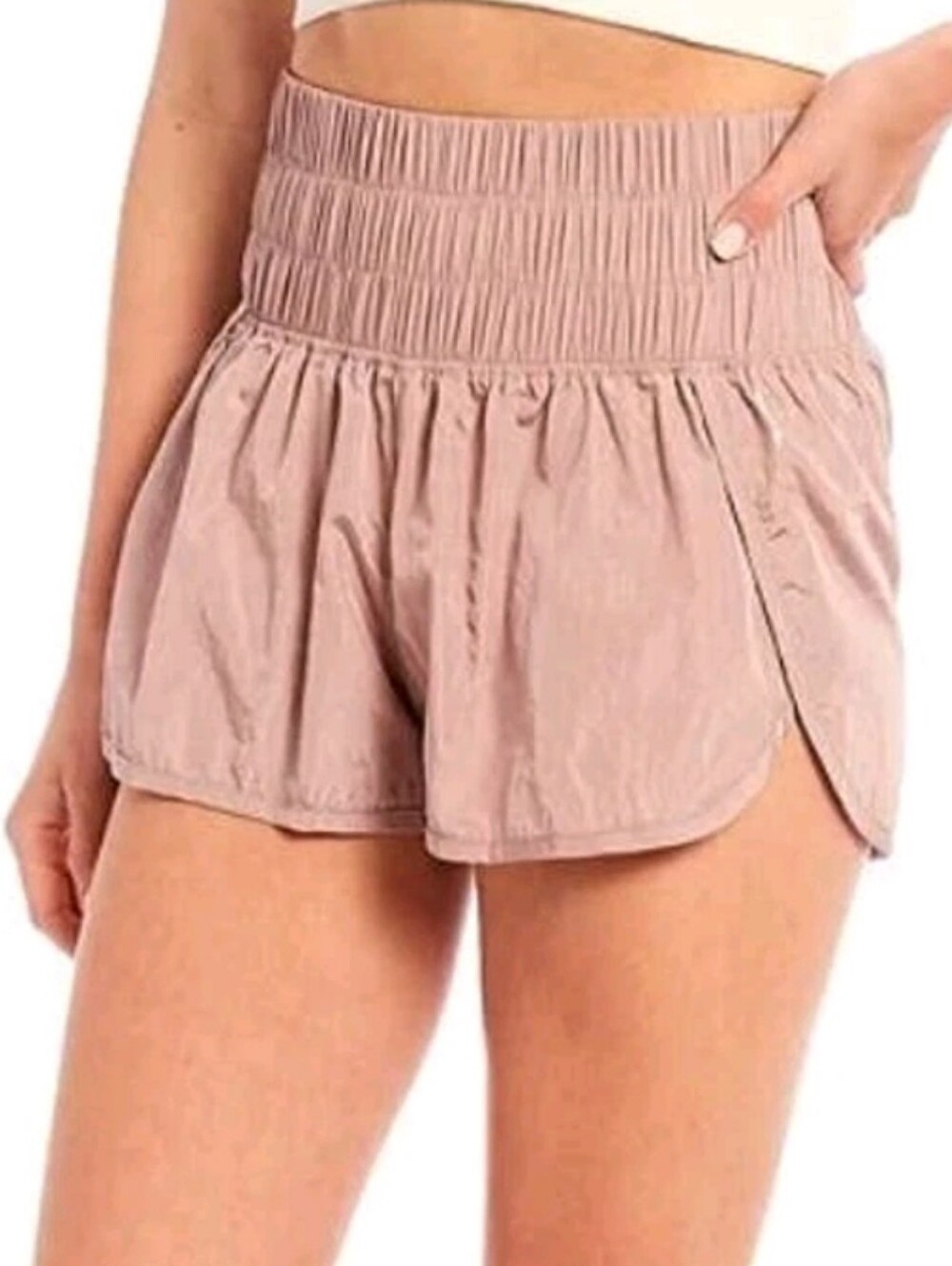 Free People Movement The Way Home Shorts Satin High Waist Lined Mauve Medium